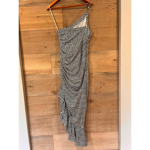 NEW CINQ A SEPT Cinq A Sept Soliel one-shoulder ruffled dress SIZE 2 - Picture 7 of 10